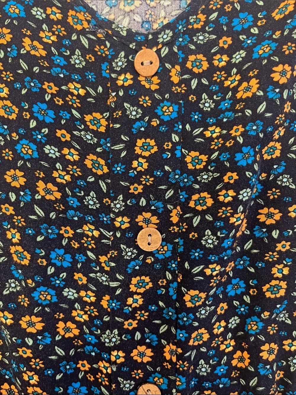 TEMOFON Floral Button Front Midi Dress Pockets Boho Cottagecore Size L - Picture 3 of 16